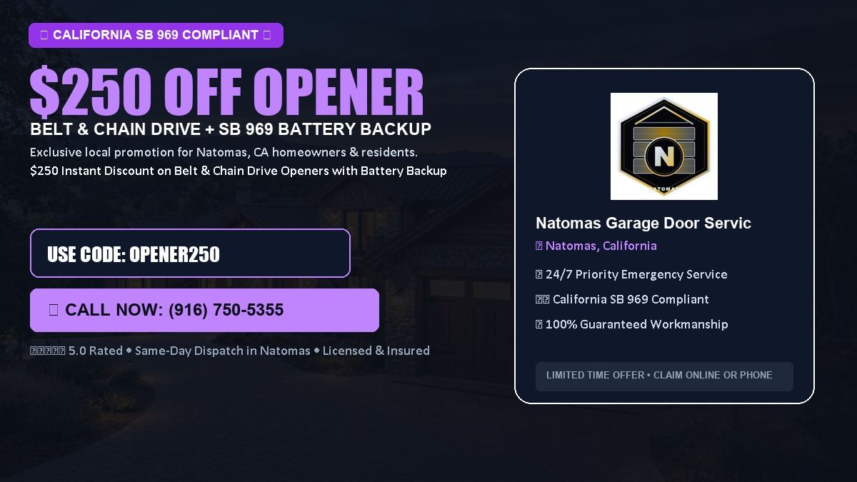 Natomas Garage Door Service $250 OFF Premium LiftMaster Opener Installation in Natomas, CA