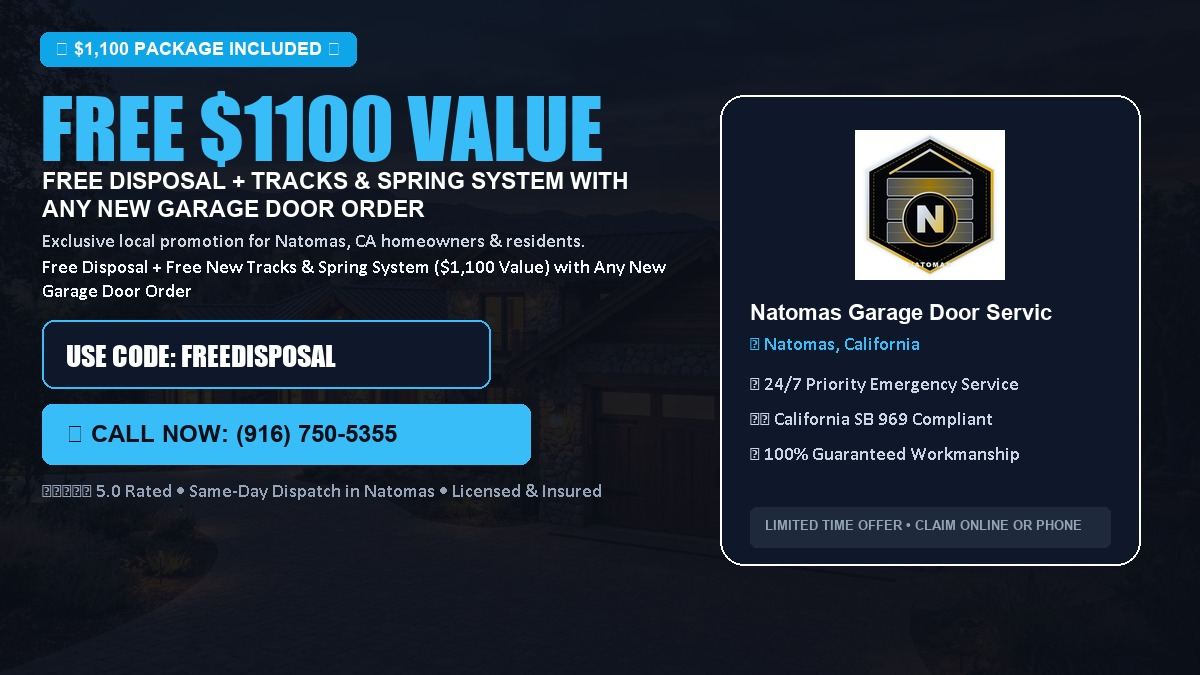 Natomas Garage Door Service FREE Haul-Away & Heavy-Duty Tracks with New Door in Natomas, CA